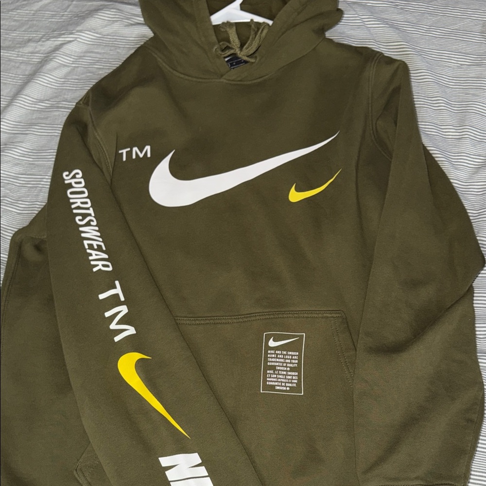 Nike Olive and Yellow Graphic Hoodie
